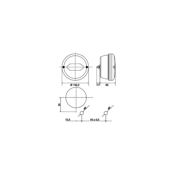Feu arrière - LED - 24V - Goujon fileté - Câble: 3020mm - gauche/droite ( DAF 1545428 )