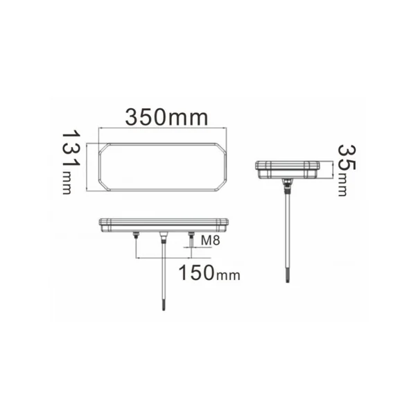 Feu arrière LED gauche avec indicateur dynamique - 12/24V
