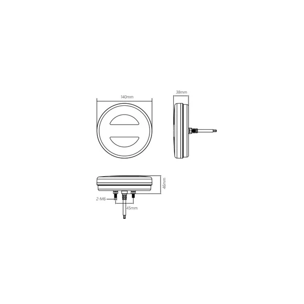 FEU ARRIÈRE ROND GAUCHE 12/24V LED A CLIGNOTANT A DÉFILEMENT DYNAMIQUE AVEC CBLE DE 0.4 MÈTRES ( Diamètre 140 mm)