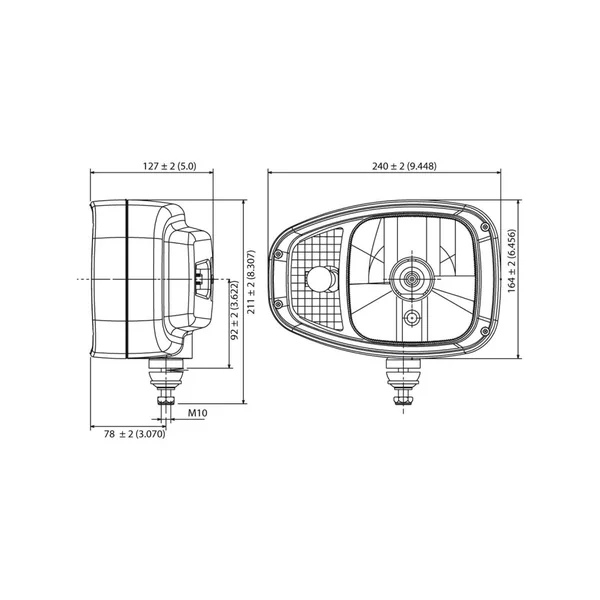 Feu de conduite droit ABL CHL1 H4 - Halogène 12/24V - ECE - Connecteur DT 6 voies