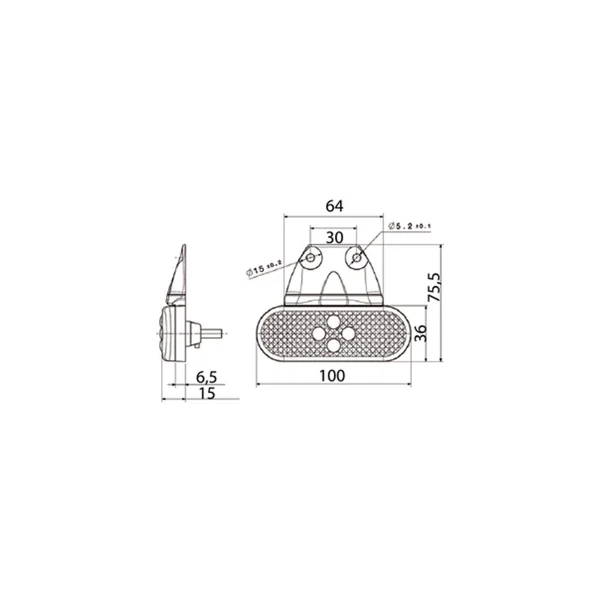 Feu de position Orange LED VIGNAL - SMD04 LED - 104220 - 24V