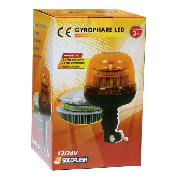 Gyrophare LED Double Flash 12/24V sur Tige Flexible - Homologué R65-R10