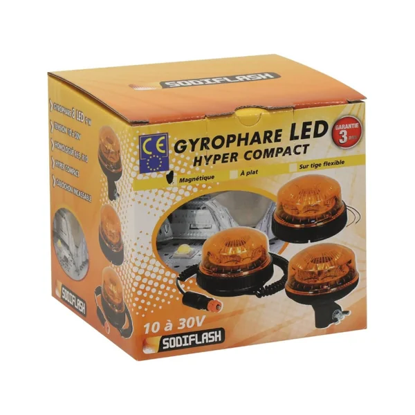 Gyrophare LED rotatif magnétique - 12/24V