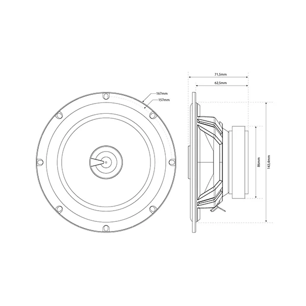 Haut-parleurs 16,5 cm TX265C -2 voies coaxiales-Membrane polypropylène - MTX AUDIO