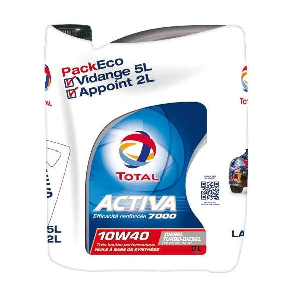 Huile moteur Total Activa 7000 10W40 diesel 5L + 2L offerts