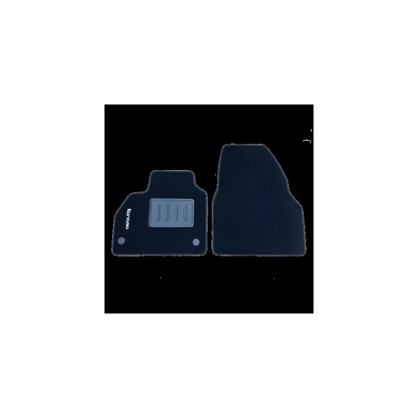 Kit 2 Tapis de sol Auto pour RENAULT KANGOO VP/FOURGON II depuis 2008, avec sigle KANGOO, moquette noire et clips, Neuf