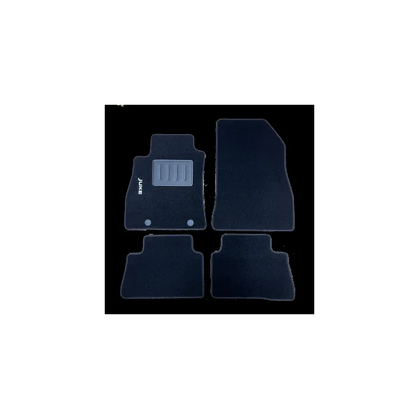 Kit 4 Tapis de sol Auto pour NISSAN JUKE I, 2010-2019, avec sigle JUKE, moquette noire, avec CLIPS, Neuf