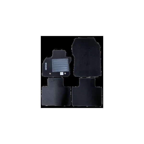 Kit 4 Tapis de sol Auto pour RENAULT ZOE depuis 2012, avec sigle ZOE, moquette noire, avec CLIPS, Neuf