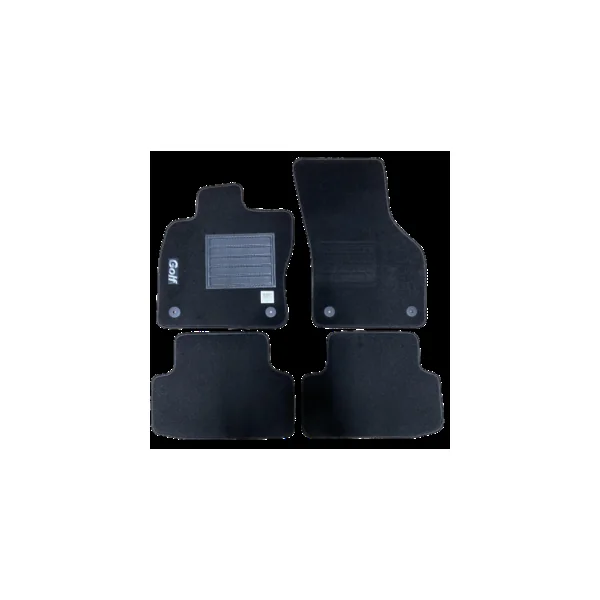 Kit 4 Tapis de sol Auto pour VOLKSWAGEN GOLF VIII, depuis 2020, avec sigle GOLF, moquette noire, avec CLIPS, Neuf