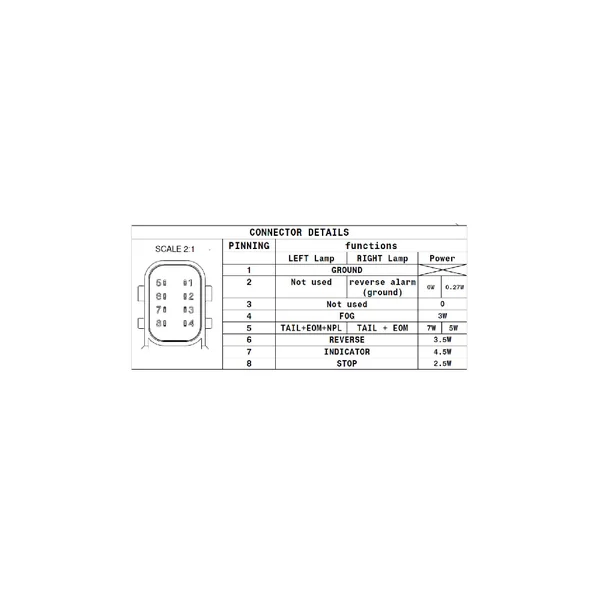 LC11 LED - Feu arrière LED Droit avec alarme de recul et connecteur HDSCS 8 voies Arrière IVECO Marque Vignal