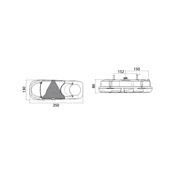 LC5T DROIT VIGNAL - 153030 - Avec éclaireur de plaque - Connecteur AMP Arrière - 12/24V - Pour LAMBERET