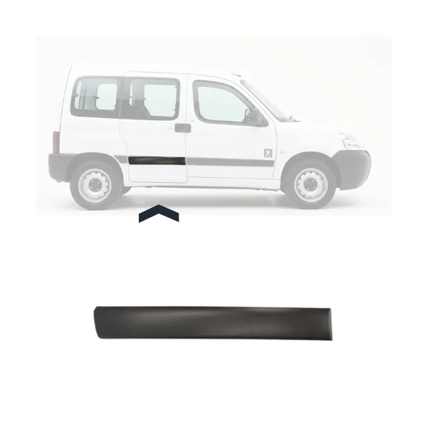 Moulure baguette latérale sur porte arrière droite pour PEUGEOT PARTNER I phase 2, 2002-2008, Noire, hauteur 10cm, Neuve