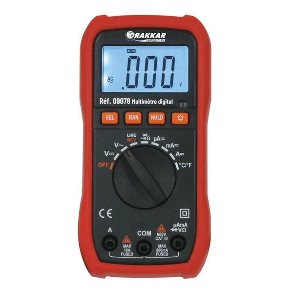 Multimètre Digital CAT III 600V avec Sonde Température