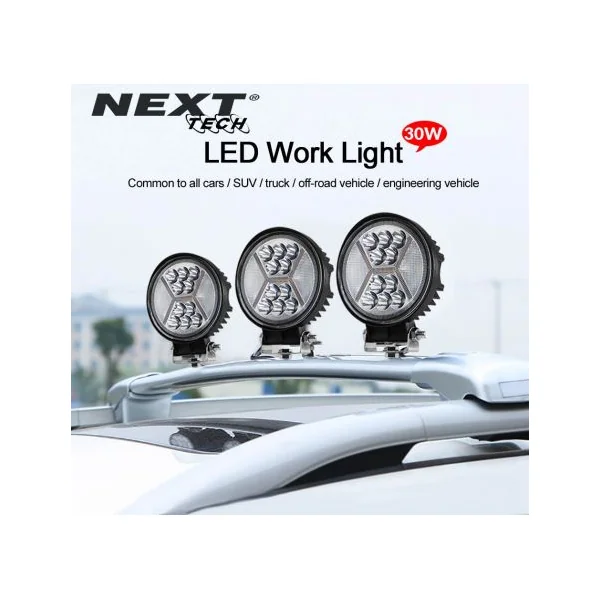 Phare LED 4x4 30W rond 100mm avec feu de jour DRL