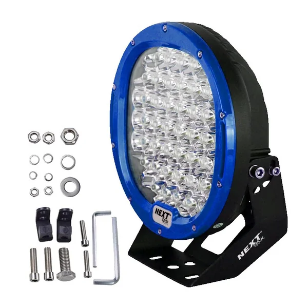 Phare LED 4x4 et camion 230mm 185W 12v - 24v avec cerclage bleu