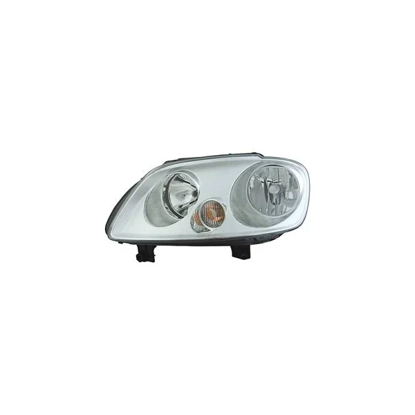Phare Optique avant gauche pour VOLKSWAGEN CADDY III phase 1, 2004-2010, H7+H1, avec moteur, fond chromé, Neuf