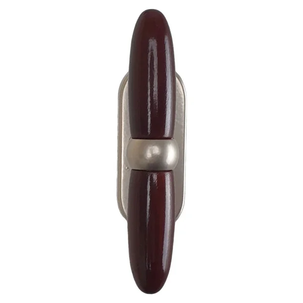 Poignée de fenêtre crémone JANICE, Aluminium nickel mat et bois foncé