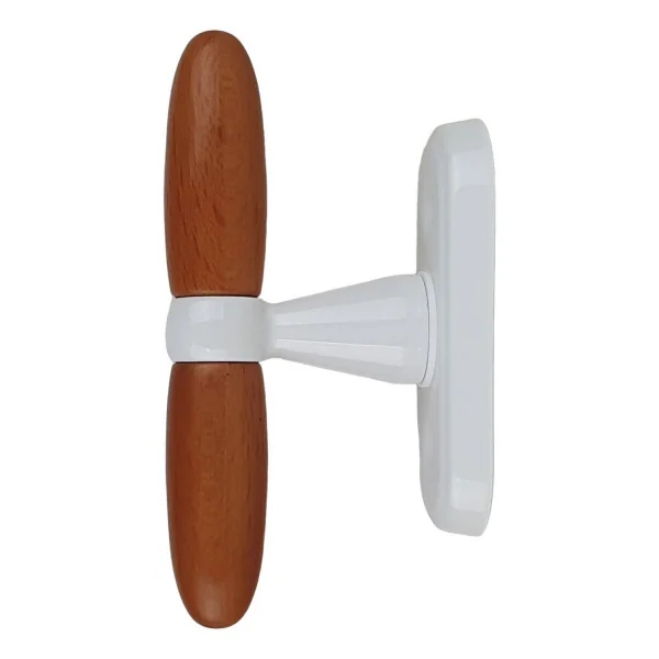 Poignée de fenêtre crémone MODANE, Aluminium blanc et bois clair