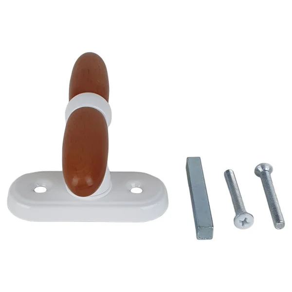 Poignée de fenêtre crémone MODANE, Aluminium blanc et bois clair