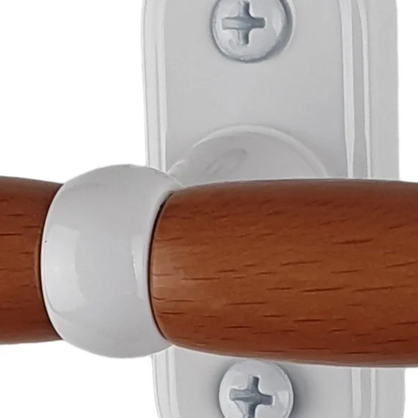 Poignée de fenêtre crémone MODANE, Aluminium blanc et bois clair