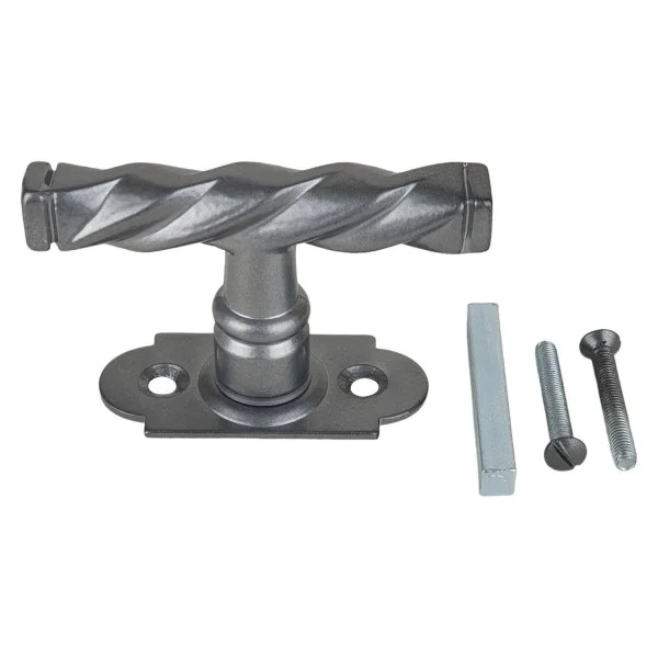 Poignée de fenêtre crémone NANTUA, Rosace fine minimaliste, Aluminium aspect fer patiné