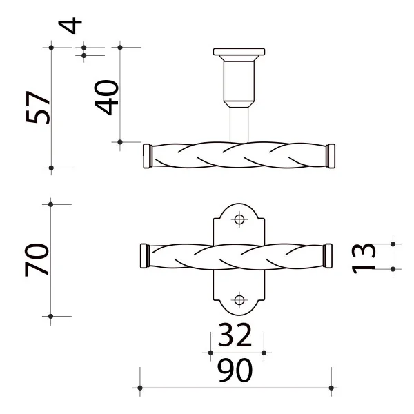 Poignée de fenêtre crémone NANTUA, Rosace fine minimaliste, Aluminium aspect fer patiné