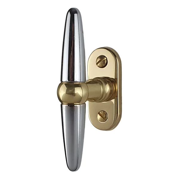 Poignée de fenêtre crémone ROBIN, Laiton chrome brillant et doré poli
