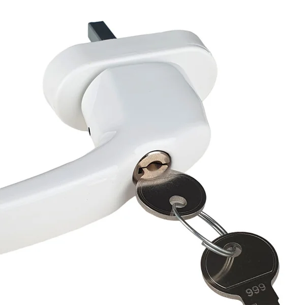 Poignée de fenêtre à clé CLASSIQUE, Aluminium laqué blanc RAL9016