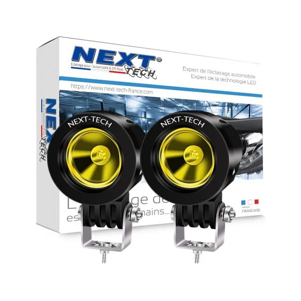 Projecteurs additionnels LED jaune pour moto