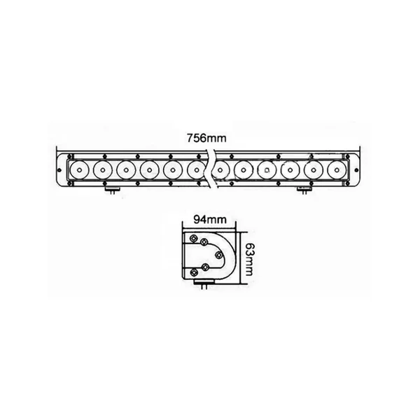 Rampe 16 LEDs - 5850 lumens - 132W - 12/24V