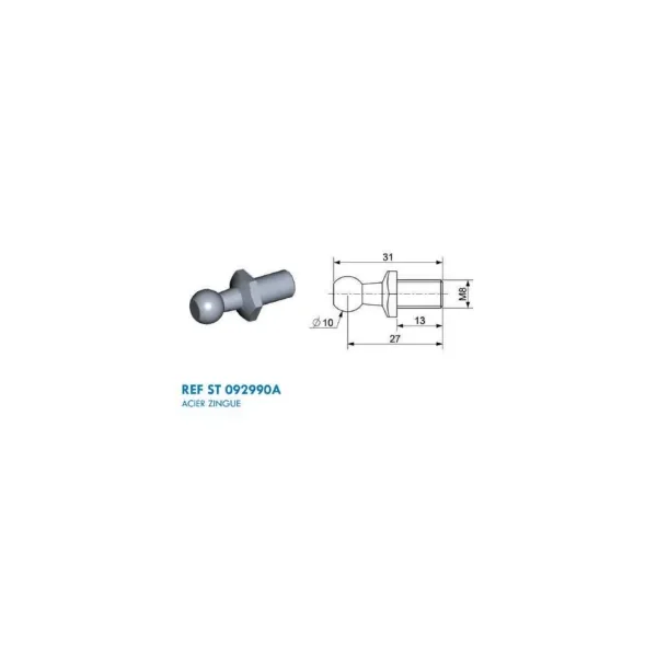 Rotule diamètre 10 (M8-Acier-27mm)