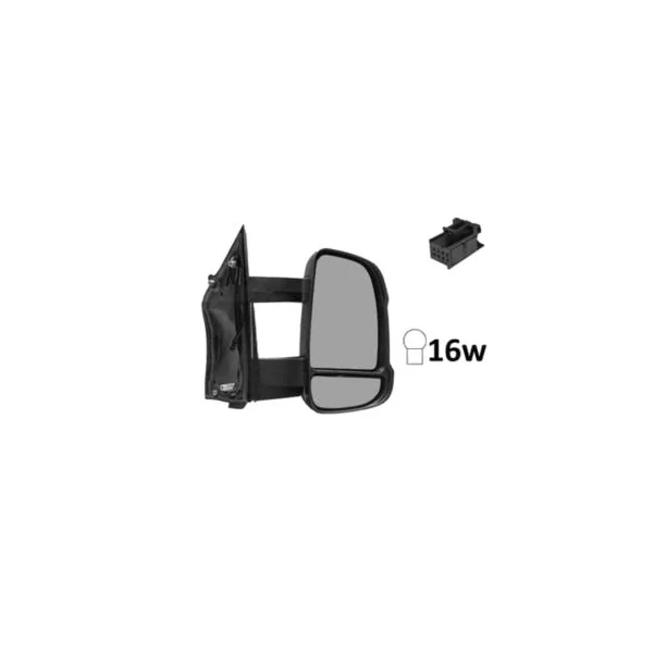 Rétroviseur droit manuel pour FIAT DUCATO III phase 2, 2014-2023, bras moyen, feu clignotant orange (16W), Neuf