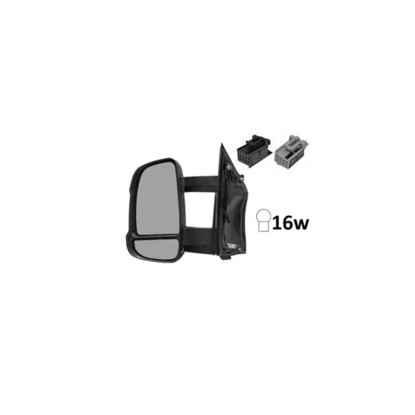 Rétroviseur gauche manuel pour CITROËN JUMPER II phase 2 2014-2023, bras moyen, sonde, feu clignotant orange (16W), Neuf