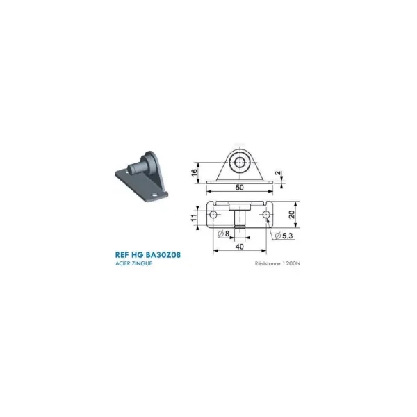 Support type équerre en L pour chape à œil - 8mm