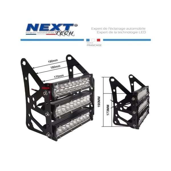 Tête de fourche universelle triple rangées LED pour moto