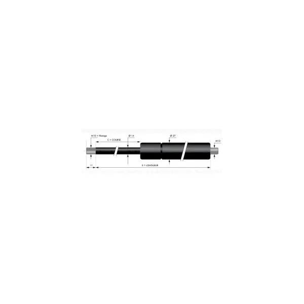 Verin à compression chapes filetées diam14 - filetage M10 c500 - l1055 - f2000