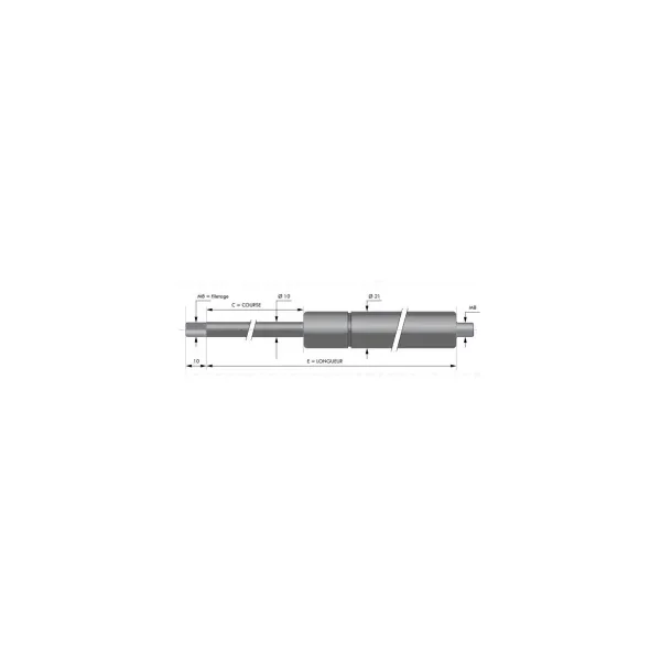 Verin à compression inox chapes filetées diam10 - filetage M8 c300 - l655 - f1000