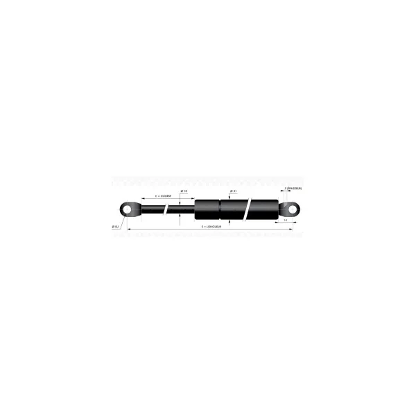 Vérin à compression chapes soudées - d10mm c350 - l785 - f200