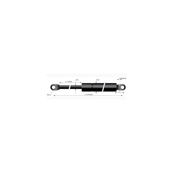 Vérin à compression chapes soudées - d6mm c150 - l365 - f100