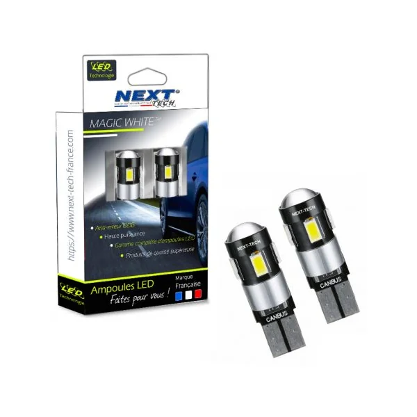 W5W LED T10 - CANBUS - Anti erreur ODB - Blanc